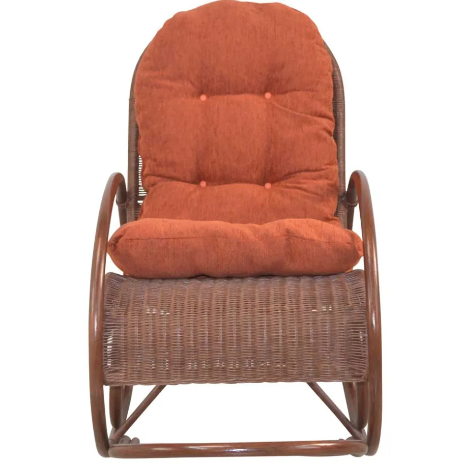 Best Wohnen Brauner Schaukelstuhl aus Rattan Geflecht - Oktaria