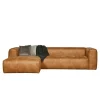 Hot Wohnen Braunes Ecksofa aus Leder recycelt Robert 305cm breit