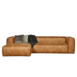 Hot Wohnen Braunes Ecksofa aus Leder recycelt Robert 305cm breit