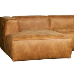 Hot Wohnen Braunes Ecksofa aus Leder recycelt Robert 305cm breit