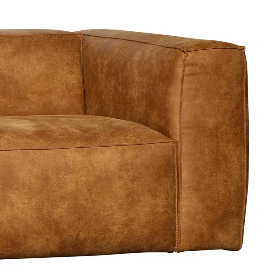 Hot Wohnen Braunes Ecksofa aus Leder recycelt Robert 305cm breit