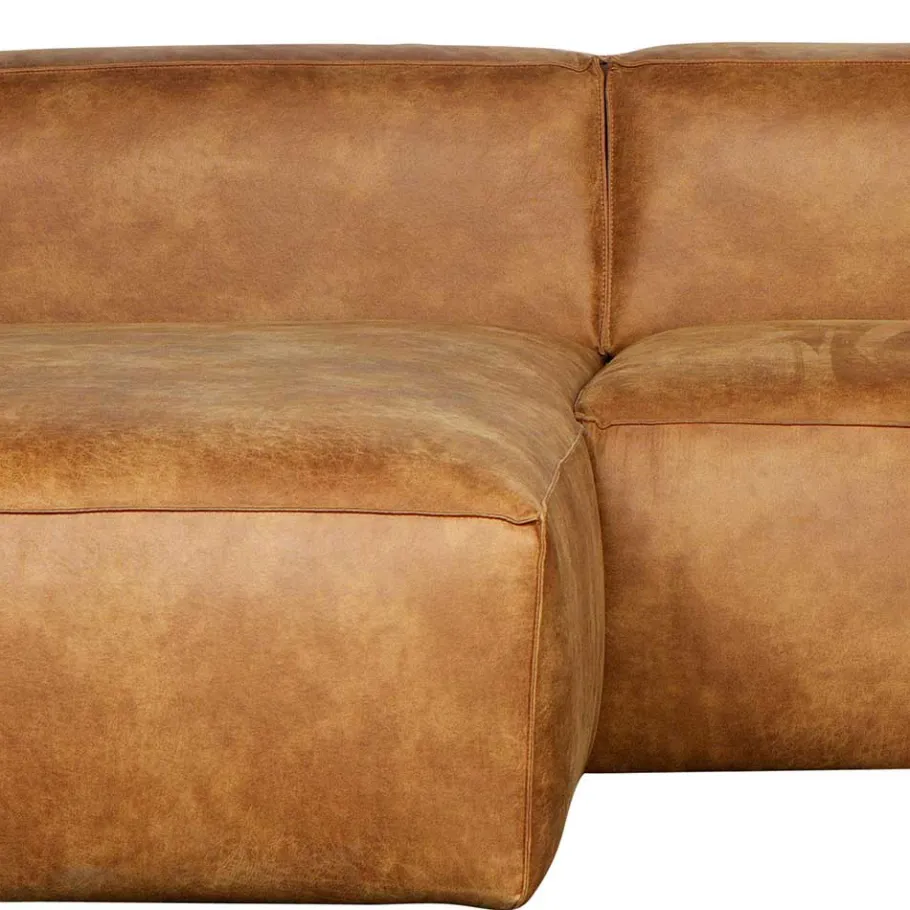 Hot Wohnen Braunes Ecksofa aus Leder recycelt Robert 305cm breit