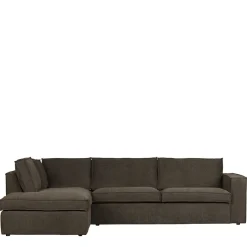 Outlet Wohnen Braunes Wohnzimmersofa in L-Form aus Webstoff - Bravassa