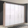 Discount Wohnen Breiter Schlafzimmerschrank mit weißer Glasfront - Bosays