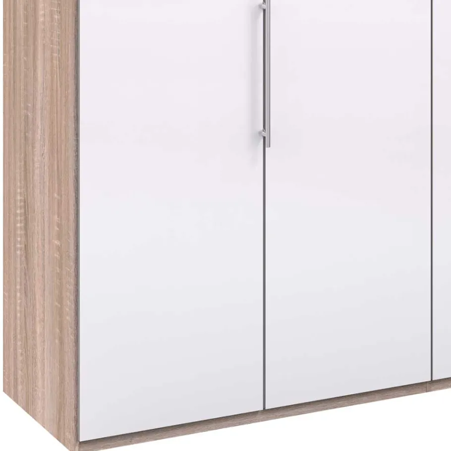 Discount Wohnen Breiter Schlafzimmerschrank mit weißer Glasfront - Bosays