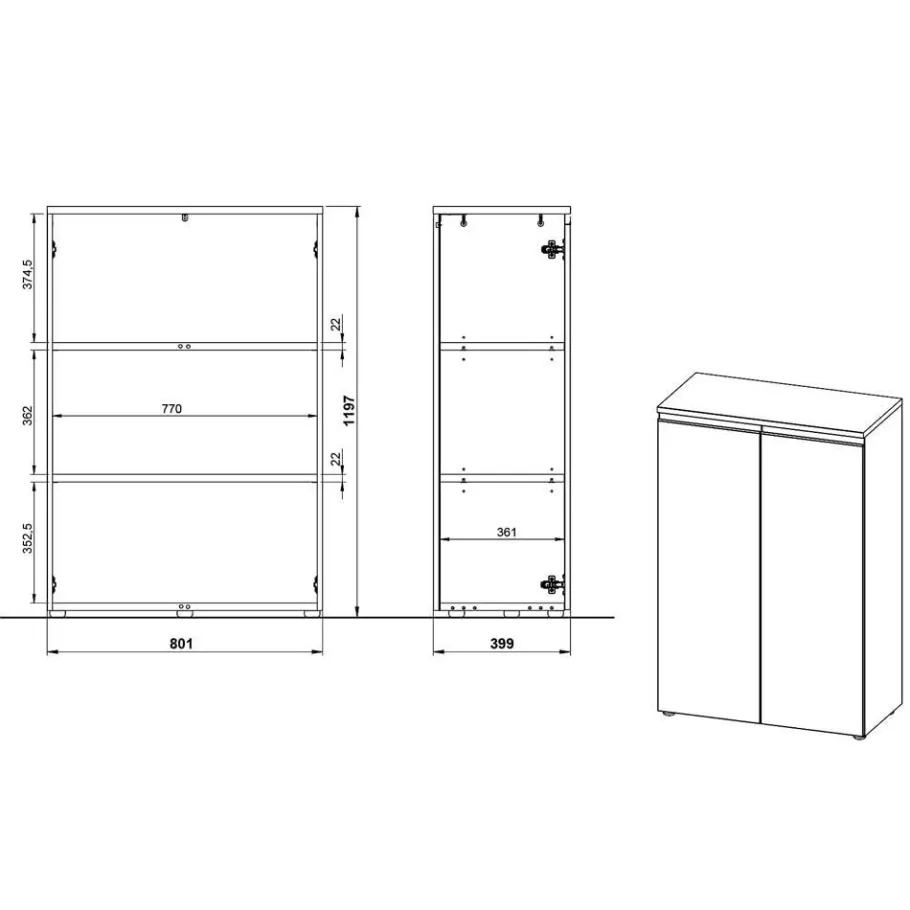 Discount Wohnen Büro Aktenschrank mit 120 cm Höhe - Espnoz