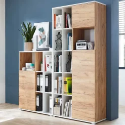 New Wohnen Büro Regal mit Türen Set - Ziharo (zweiteilig)