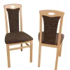 Clearance Wohnen Buche Stühle mit Strukturstoff Masuza in Mocca Braun meliert (2er Set)