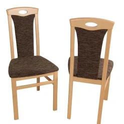 Clearance Wohnen Buche Stühle mit Strukturstoff Masuza in Mocca Braun meliert (2er Set)
