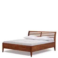 New Wohnen Buchenholz Bett in Walnuss Braun - Loca