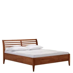 New Wohnen Buchenholz Bett in Walnuss Braun - Loca