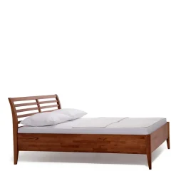 New Wohnen Buchenholz Bett in Walnuss Braun - Loca