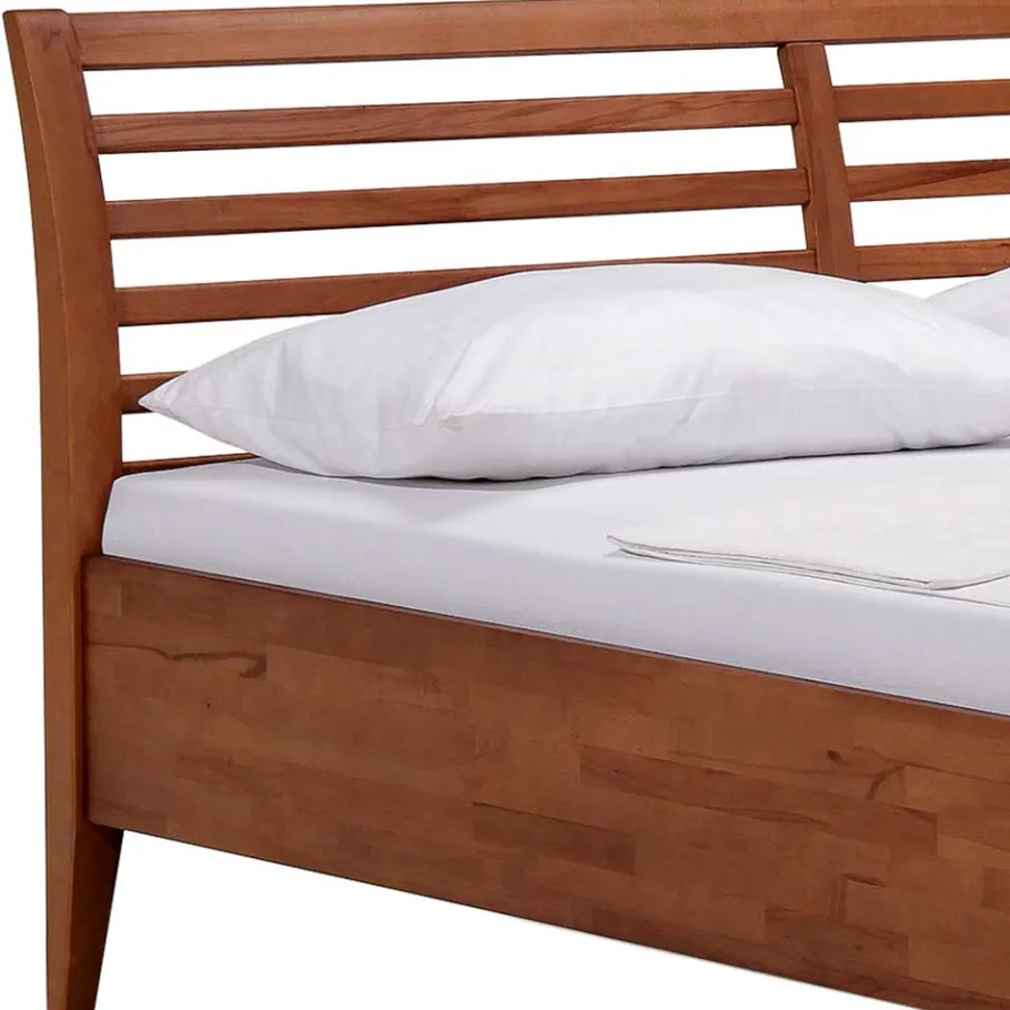 New Wohnen Buchenholz Bett in Walnuss Braun - Loca