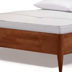 New Wohnen Buchenholz Bett in Walnuss Braun - Loca