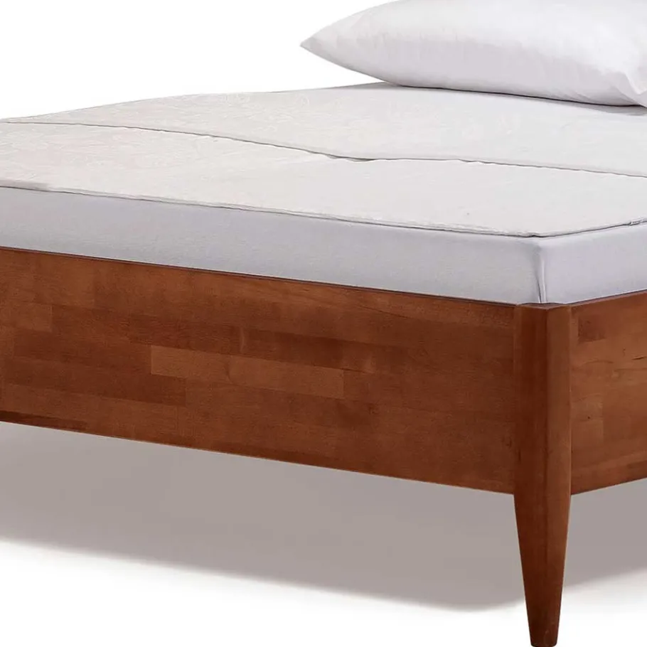 New Wohnen Buchenholz Bett in Walnuss Braun - Loca