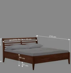 New Wohnen Buchenholz Bett in Walnuss Braun - Loca