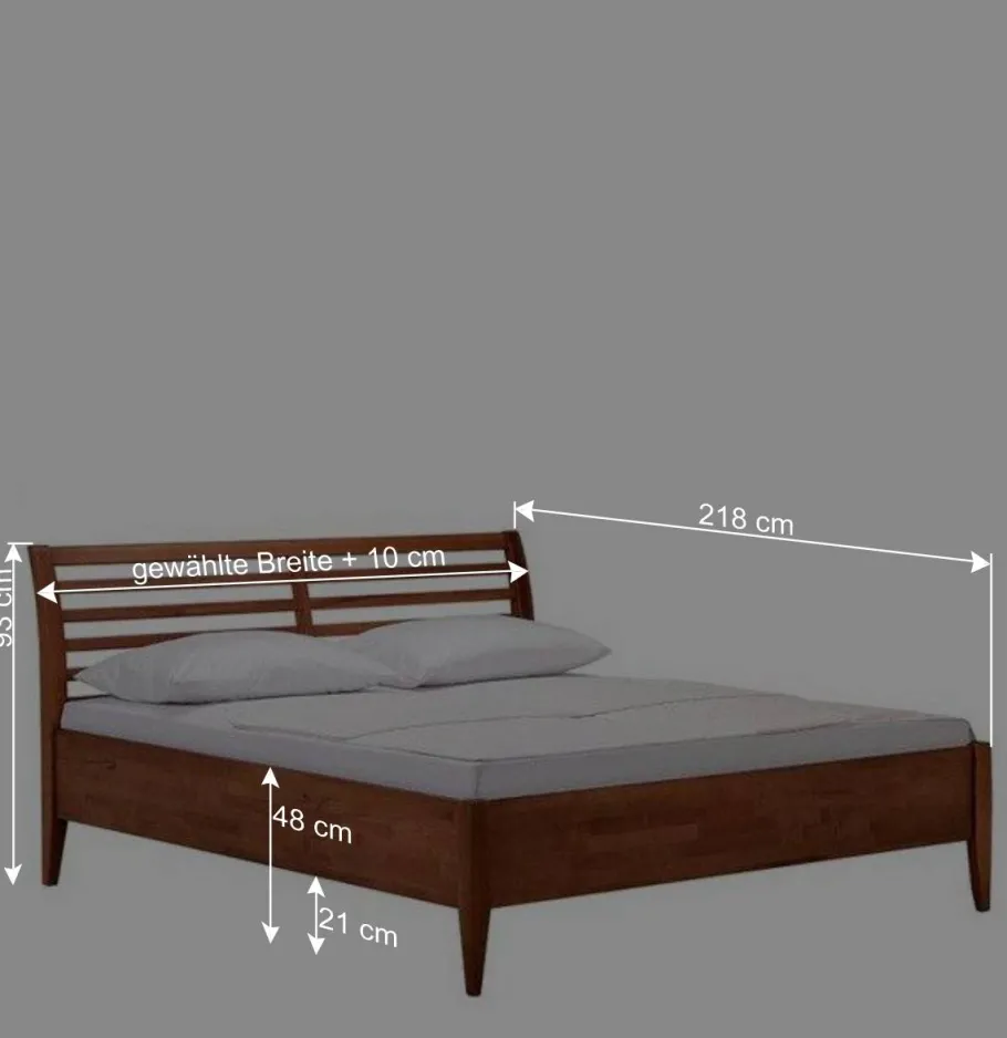 New Wohnen Buchenholz Bett in Walnuss Braun - Loca