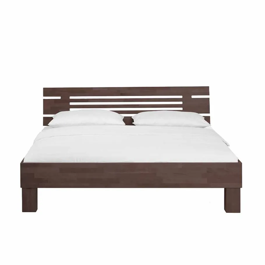 Clearance Wohnen Buchenholz Bett Zyrialo in Wenge dunkel lackiert