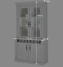 Wohnen Buffet Vitrine in weißer Holzoptik Pinie - Liancos