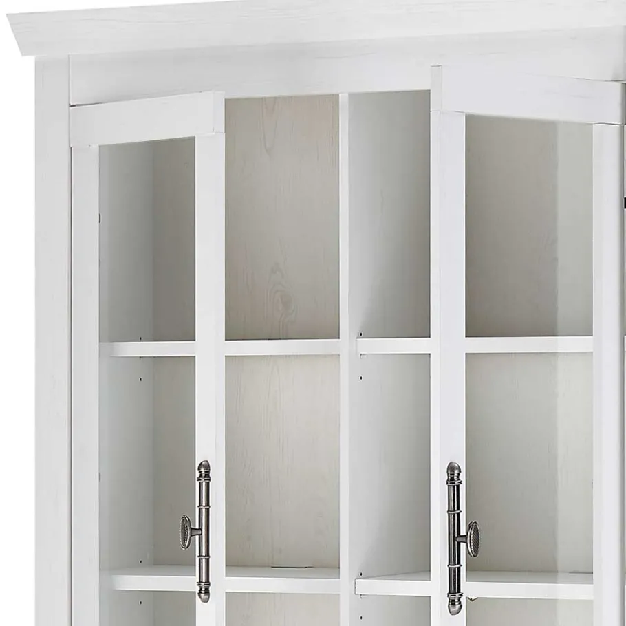 Wohnen Buffet Vitrine in weißer Holzoptik Pinie - Liancos