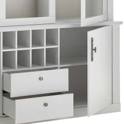 Outlet Wohnen Buffetschrank Vitrine in weißer Holzoptik Pinie - Liancos