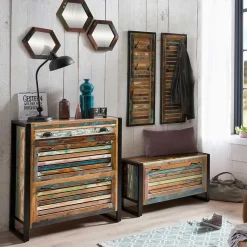 Best Wohnen Bunte Flurmöbel im Shabby Chic - Vosbadus (vierteilig)