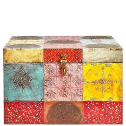 Online Wohnen Bunte Holztruhe im Orientalischen Stil - Lilano