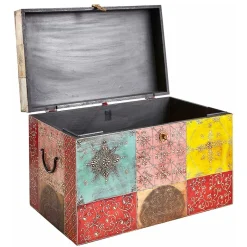 Online Wohnen Bunte Holztruhe im Orientalischen Stil - Lilano