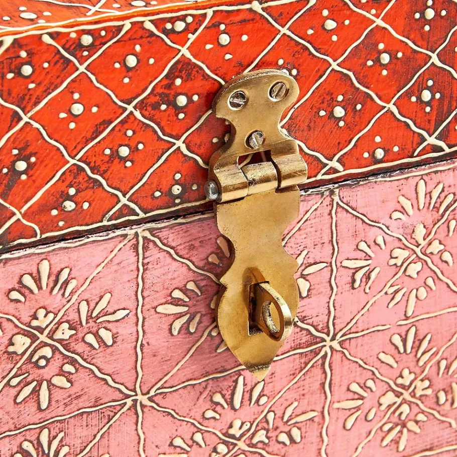 Online Wohnen Bunte Holztruhe im Orientalischen Stil - Lilano
