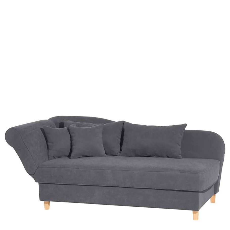 Hot Wohnen Chaiselongue in Anthrazit mit Buche - Adelina