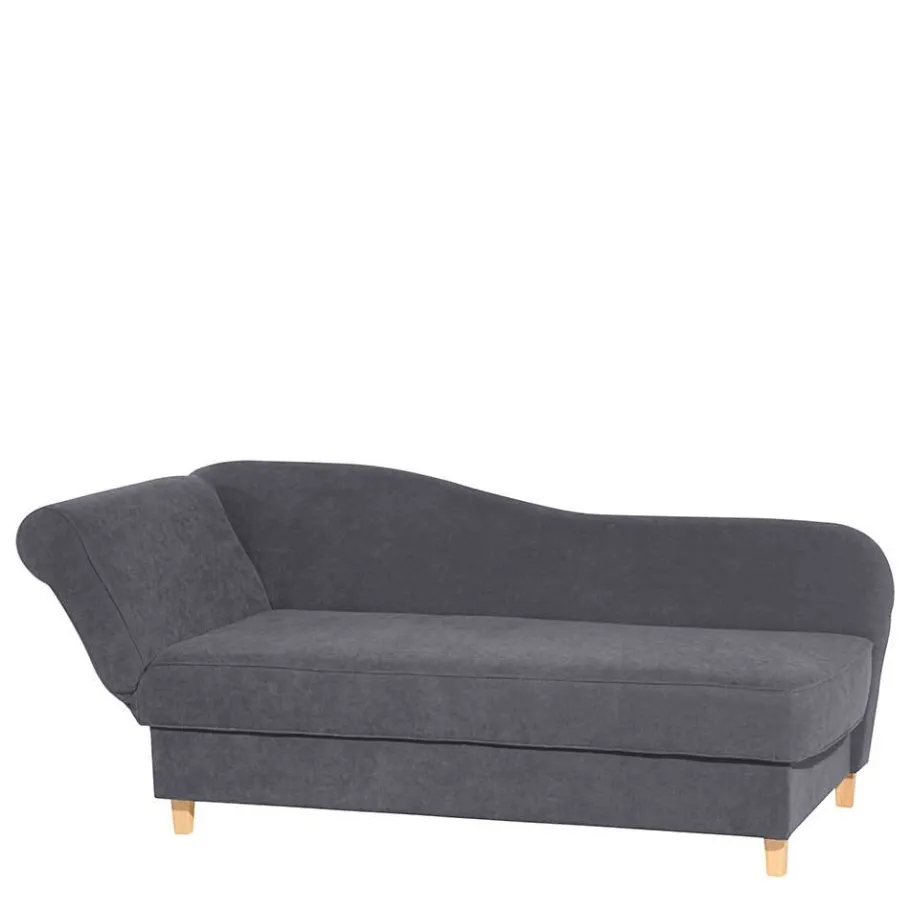 Hot Wohnen Chaiselongue in Anthrazit mit Buche - Adelina