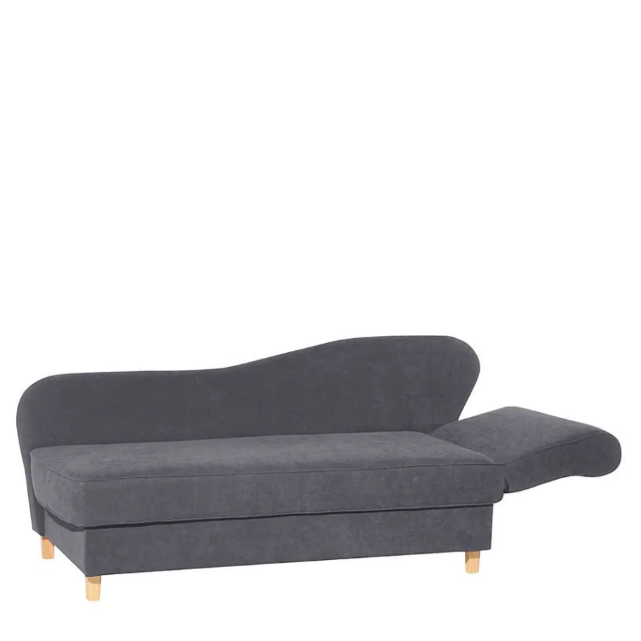 Hot Wohnen Chaiselongue in Anthrazit mit Buche - Adelina