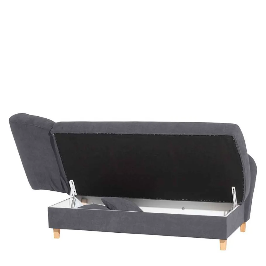 Hot Wohnen Chaiselongue in Anthrazit mit Buche - Adelina