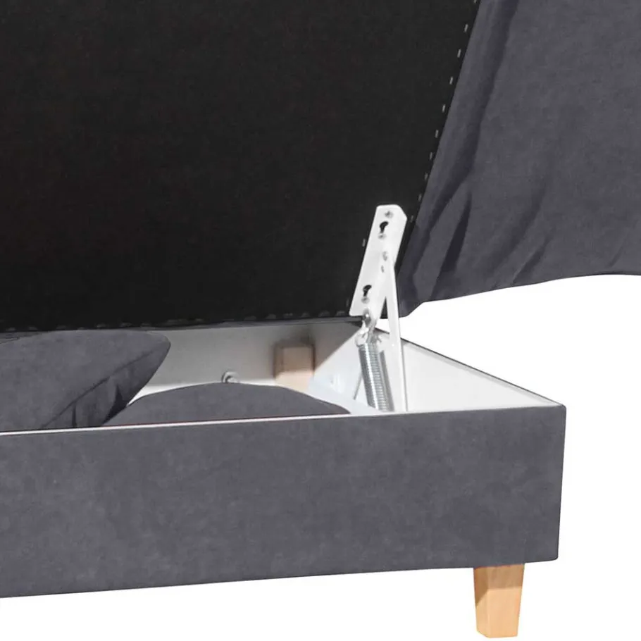 Hot Wohnen Chaiselongue in Anthrazit mit Buche - Adelina