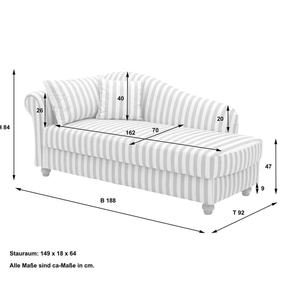 Best Wohnen Chaiselongue mit Streifen in Weiß Braun - Adendro