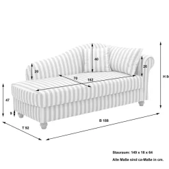 Best Wohnen Chaiselongue mit Streifen in Weiß Braun - Adendro