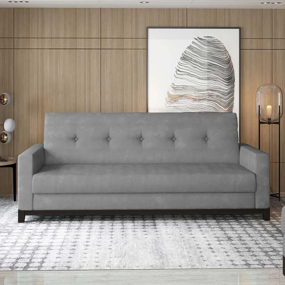 New Wohnen Chenille Klappsofa in Hellgrau - Abagail