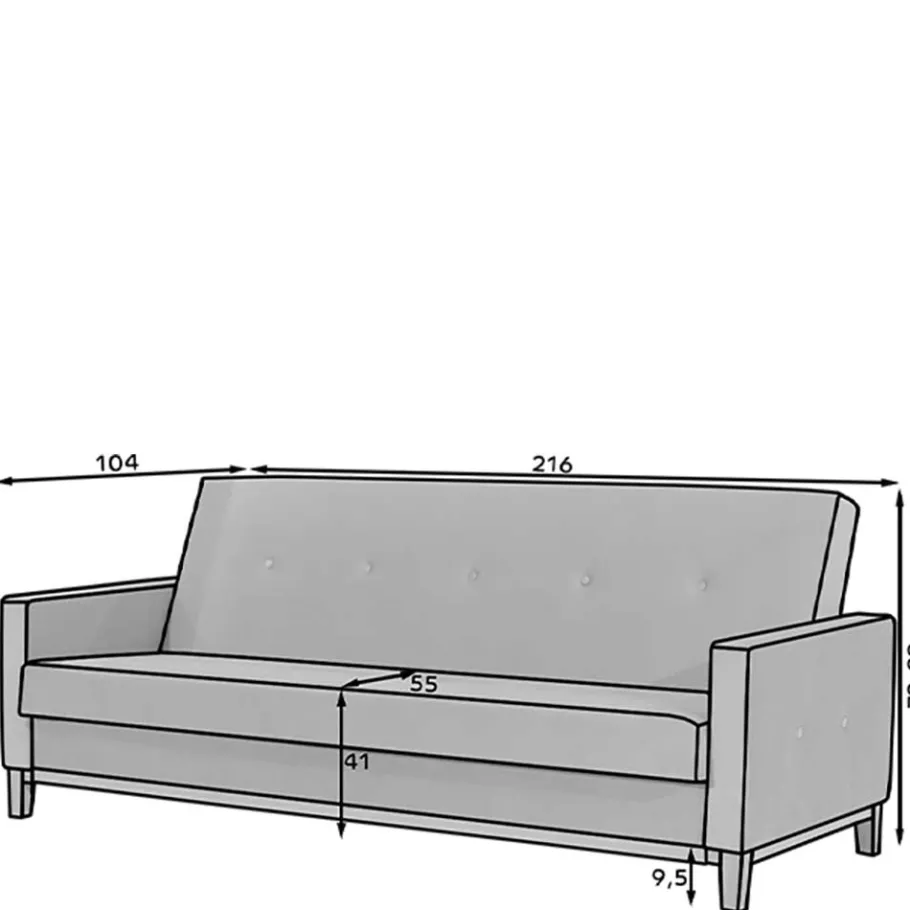 New Wohnen Chenille Klappsofa in Hellgrau - Abagail