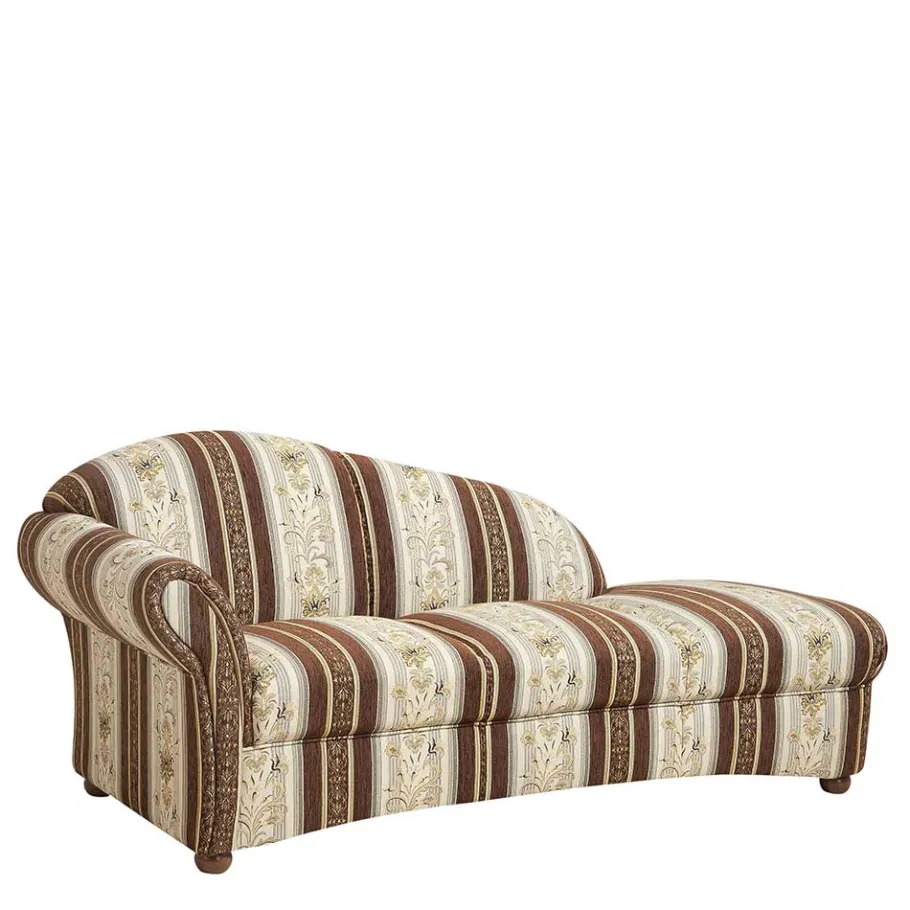 Wohnen Chenille Recamiere in Braun Beige gestreift - Kontrast