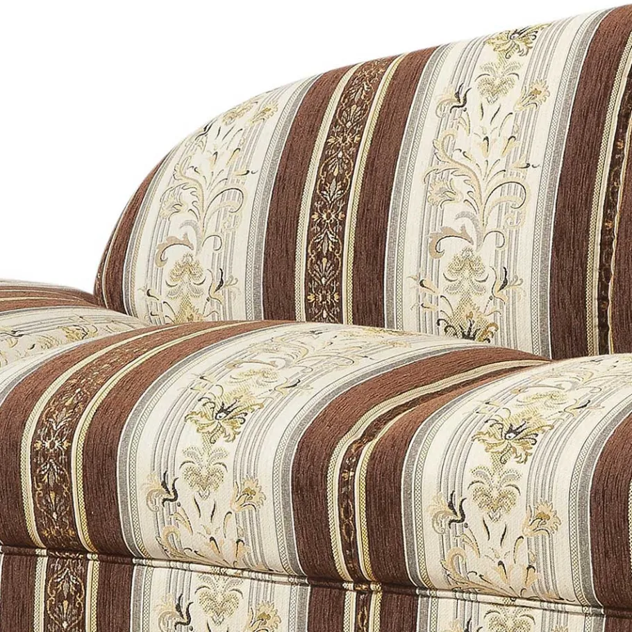 Wohnen Chenille Recamiere in Braun Beige gestreift - Kontrast