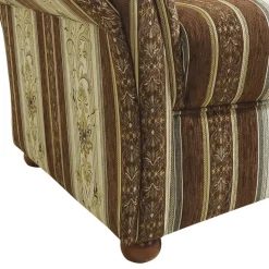 Wohnen Chenille Recamiere in Braun Beige gestreift - Kontrast