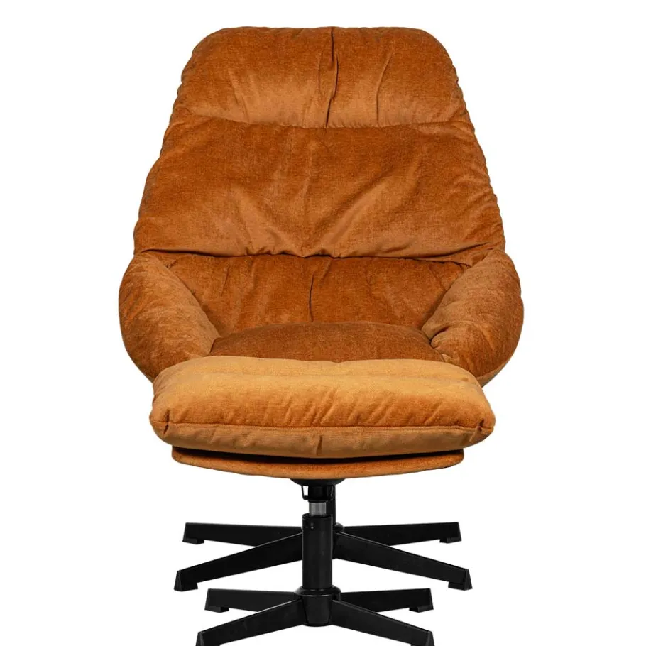 Discount Wohnen Chenille Relaxsessel in Ocker - Zinatella (zweiteilig)