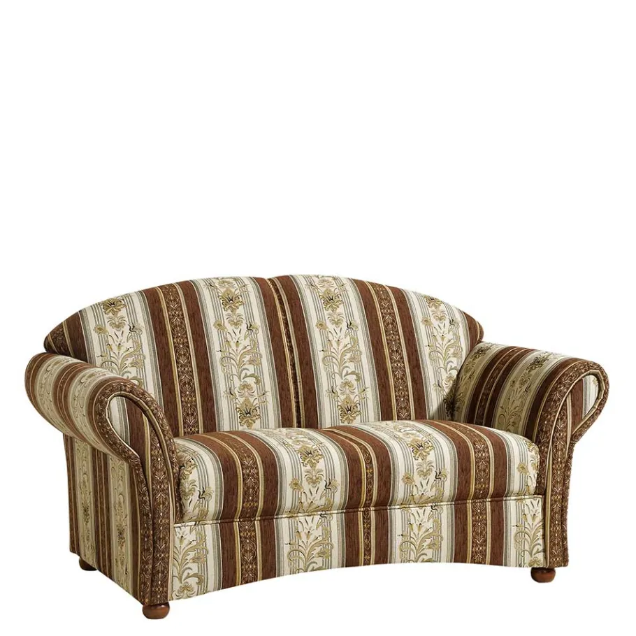 Best Wohnen Chenille Sofa mit Streifenmuster Braun Beige - Kontrast