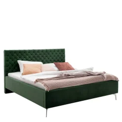 Sale Wohnen Chesterfield Bett in Dunkelgrün Samt - Jesafina