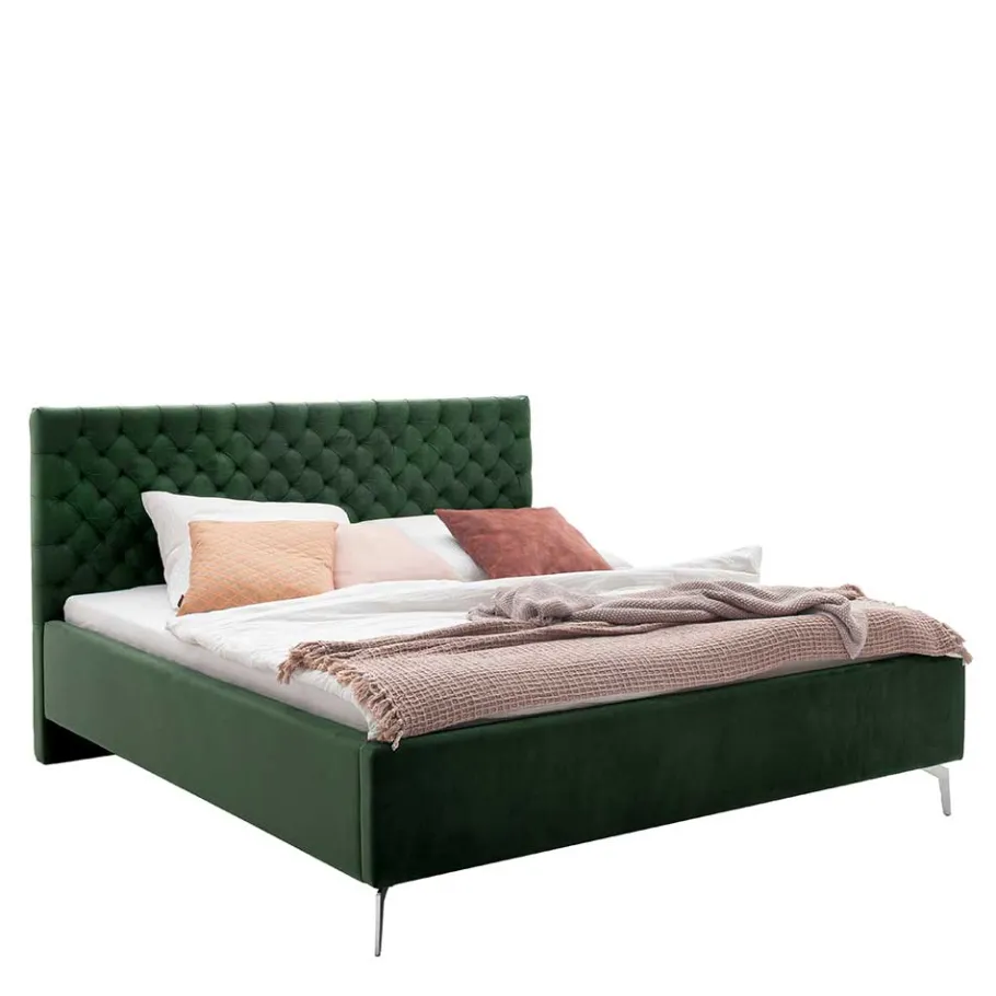 Sale Wohnen Chesterfield Bett in Dunkelgrün Samt - Jesafina