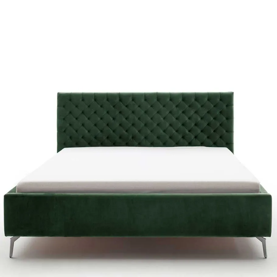 Sale Wohnen Chesterfield Bett in Dunkelgrün Samt - Jesafina