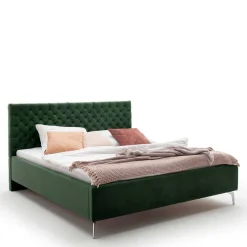 Sale Wohnen Chesterfield Bett in Dunkelgrün Samt - Jesafina