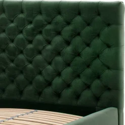 Sale Wohnen Chesterfield Bett in Dunkelgrün Samt - Jesafina