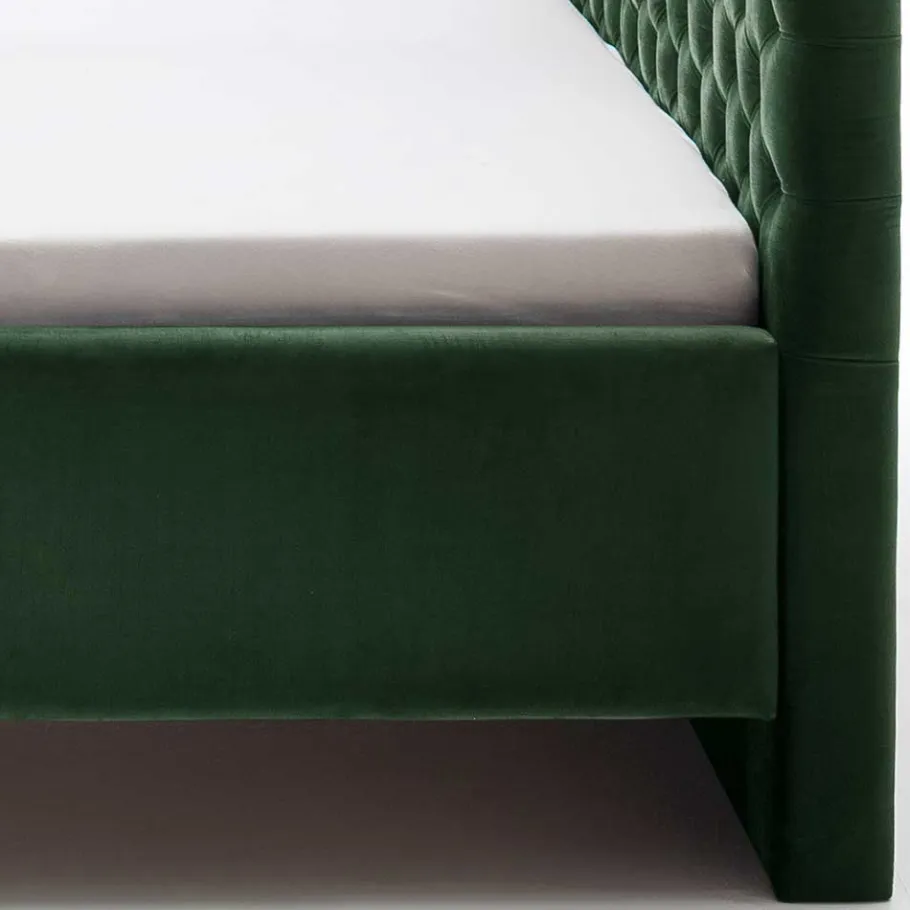 Sale Wohnen Chesterfield Bett in Dunkelgrün Samt - Jesafina
