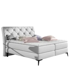 Sale Wohnen Chesterfield Boxbett aus Kunstleder in Weiß - Flenco